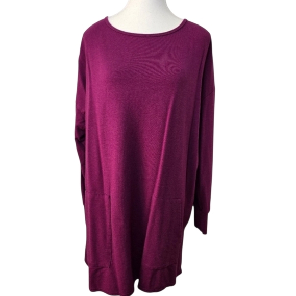 Orage Dresses & Skirts - Orange Women’s Maroon Boatneck Sweater Dress OS | Oversized Cozy Long Sleeve
